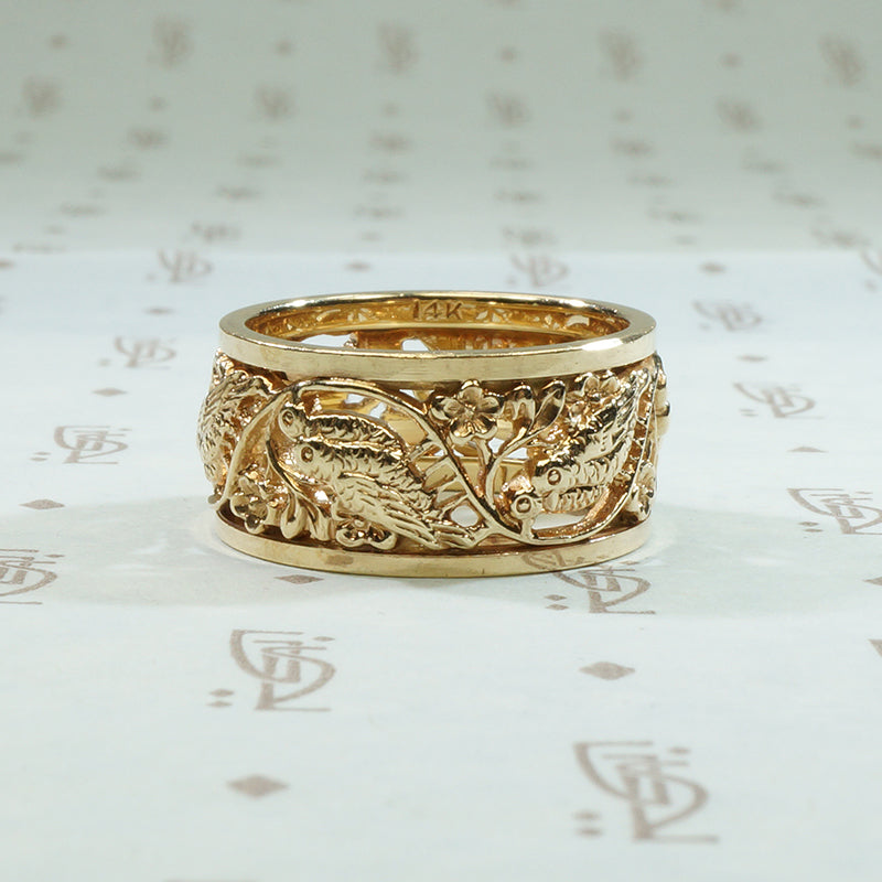 14k gold love bird wedding band mid 20th century