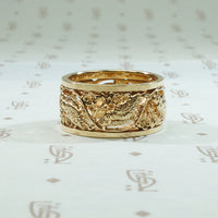 Gold Vintage Love Bird Wedding Band