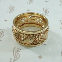 Gold Vintage Love Bird Wedding Band