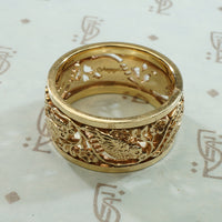 Gold Vintage Love Bird Wedding Band