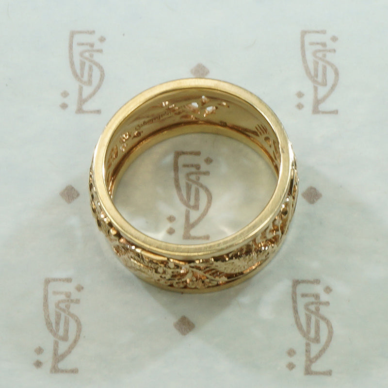 Gold Vintage Love Bird Wedding Band