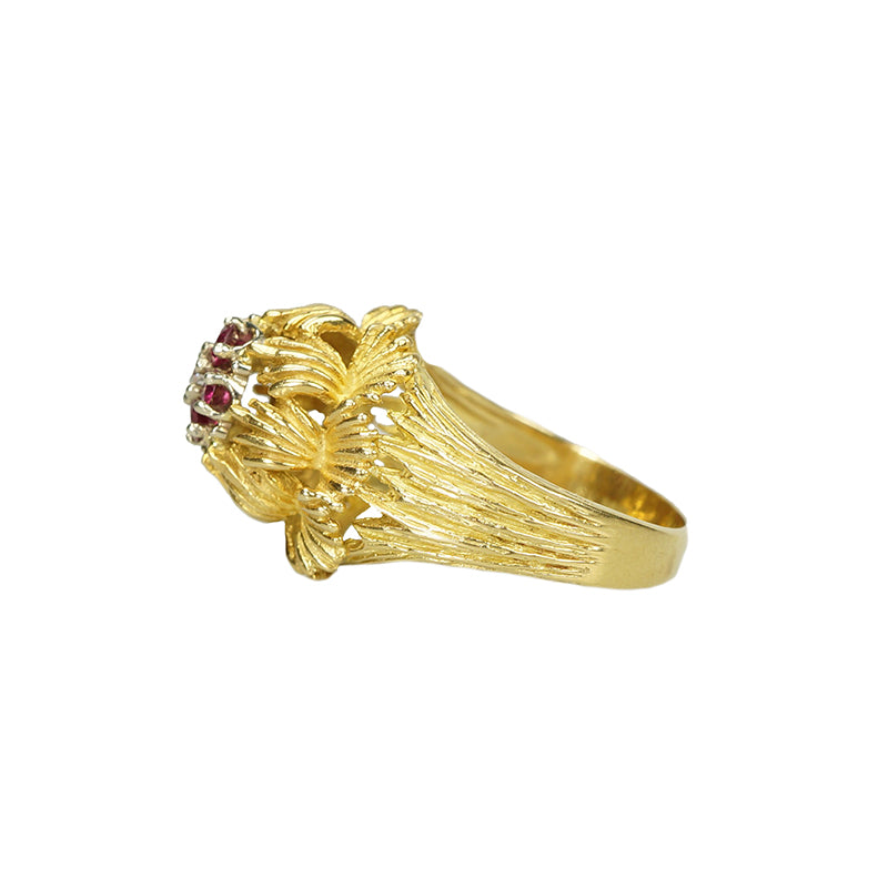 Birks Mid Century Gold Ruby Cocktail Ring - Gem Set Love