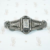 Victorian English Silver Brooch with Engraved Ivy