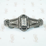 Victorian English Silver Brooch with Engraved Ivy