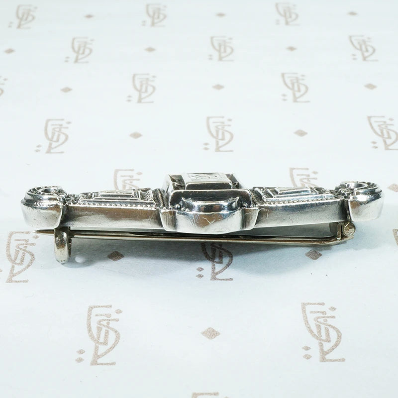 Victorian English Silver Brooch with Engraved Ivy