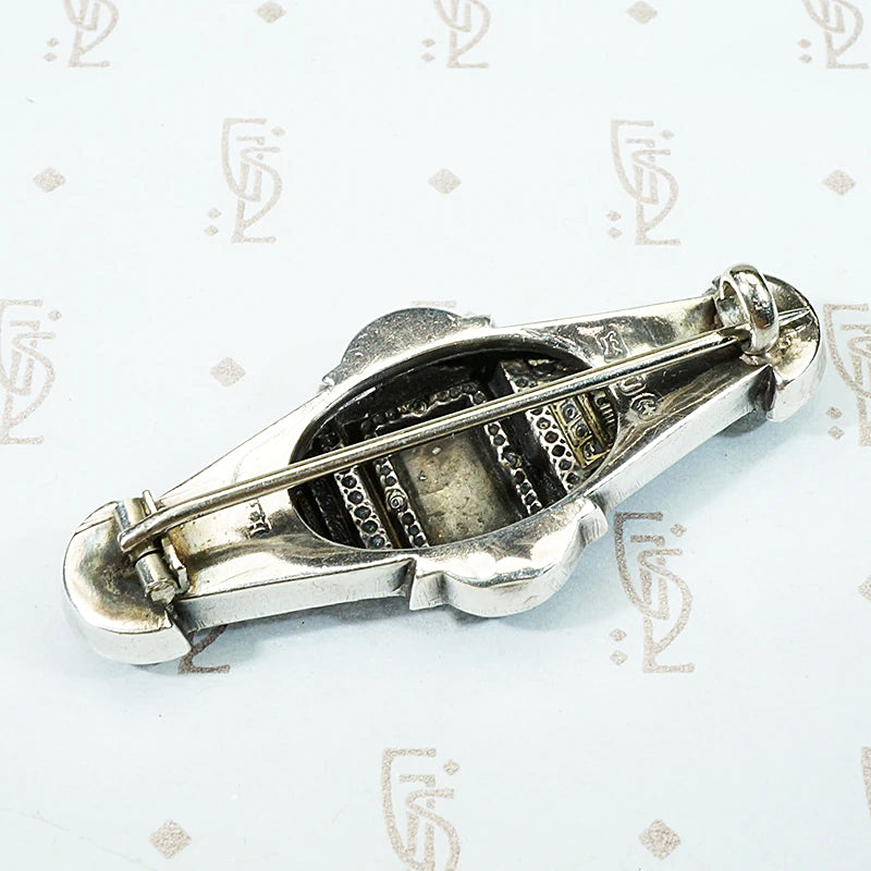 Victorian English Silver Brooch with Engraved Ivy