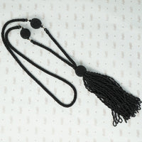 black beaded tassel necklace flapper style