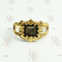 Exquisite 18k gold and enamel early Victorian mourning ring.