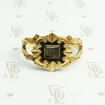 Exquisite 18k gold and enamel early Victorian mourning ring.