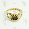 Exquisite 18k gold and enamel early Victorian mourning ring. Hallmarks.