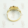 Exquisite 18k gold and enamel early Victorian mourning ring. Top View.