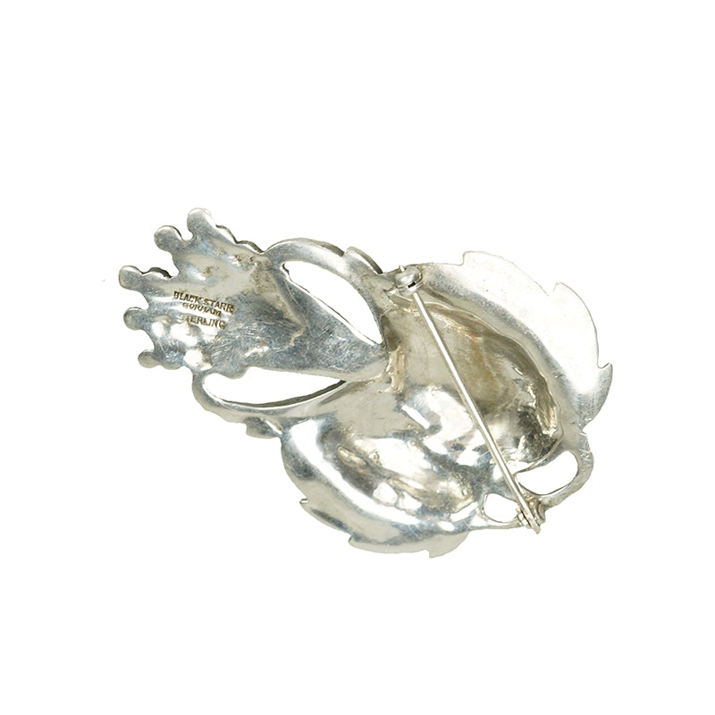 Impressive Black Starr and Gorham Sterling Brooch - Gem Set Love