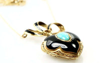 Antique French 18k Black enamel and Turquoise Locket