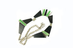 Bauhaus Green and Black Galalith and Chrome Necklace
