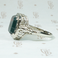 Beveled Bloodstone Art Deco Filigree Ring