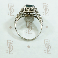 Beveled Bloodstone Art Deco Filigree Ring