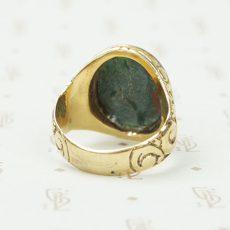 Large Bloodstone and Gold Ring London 1867