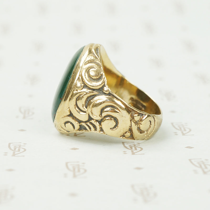 Large Bloodstone and Gold Ring London 1867