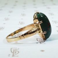 Dramatic 19thc Bloodstone Gold Ring