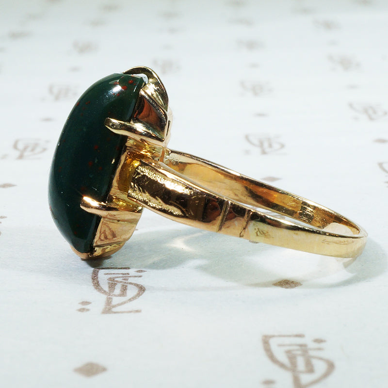 Dramatic 19thc Bloodstone Gold Ring
