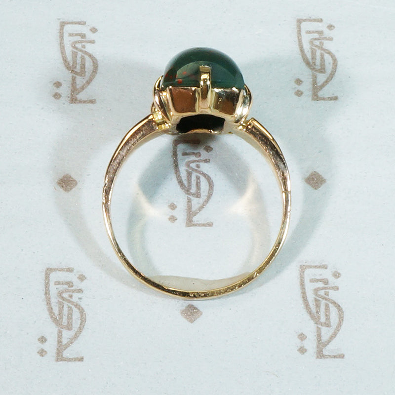 Dramatic 19thc Bloodstone Gold Ring