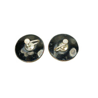 Vintage Copper Earrings with Blue Enamel