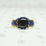 Georgian royal blue enamel and gold mourning ring.