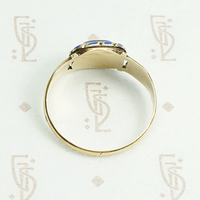 Georgian royal blue enamel and gold mourning ring. Top view.