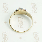 Georgian royal blue enamel and gold mourning ring. Top view.