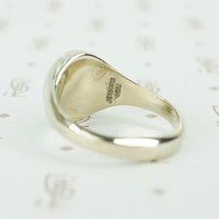 blue agate seal ring "Esse Quam Videu" in white gold signed Jostens 14k