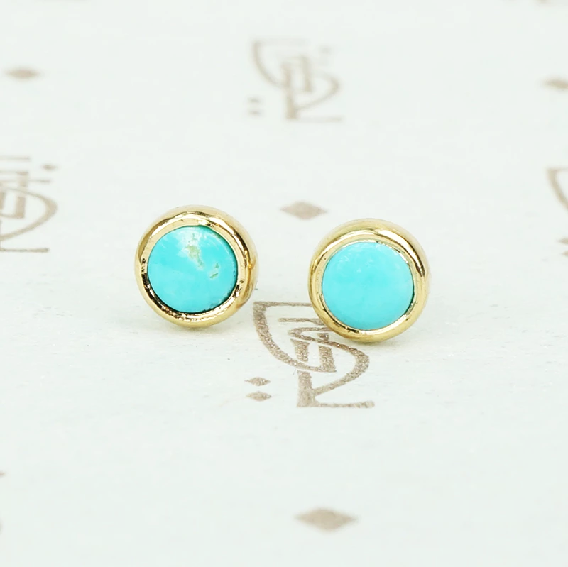gold and turquoise studs recycled