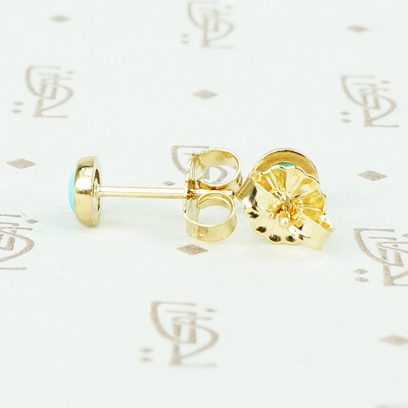 Recycled Gold and Vintage Turquoise Tiny Studs