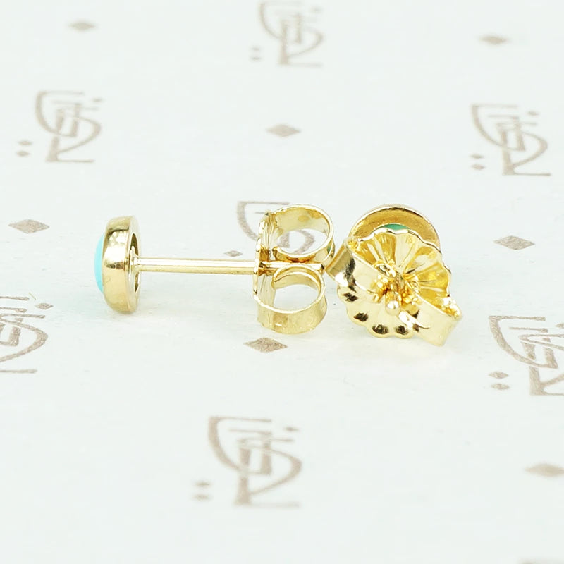 Recycled Gold and Vintage Turquoise Tiny Studs