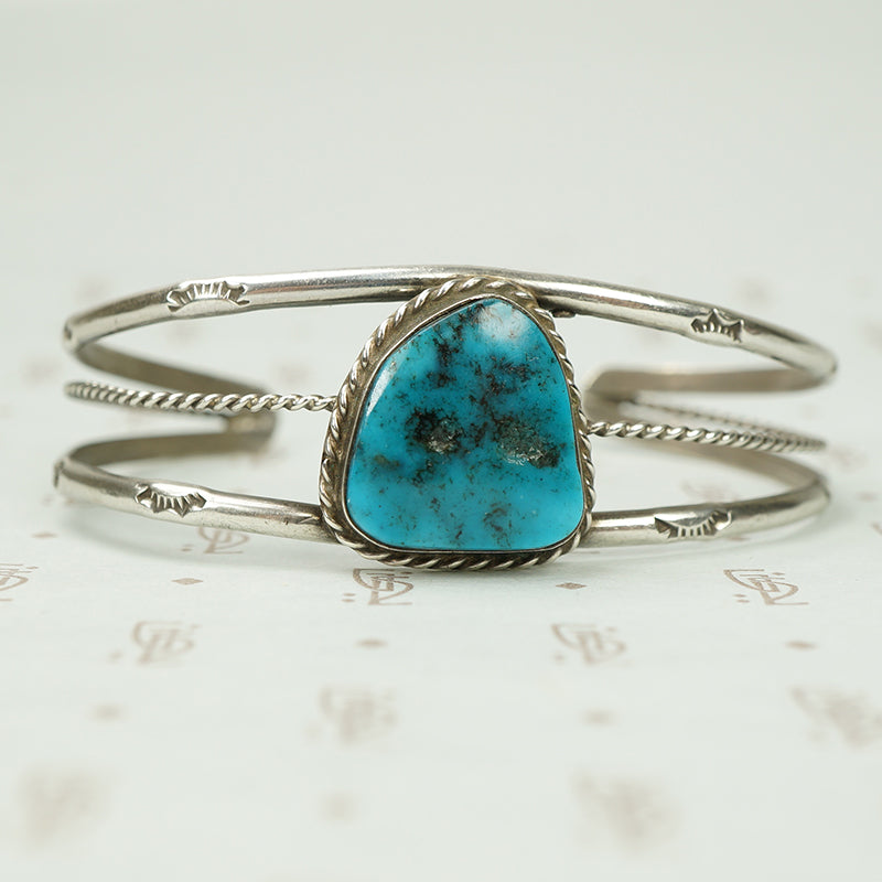 Bright Blue Vintage Turquoise Cuff Bracelet