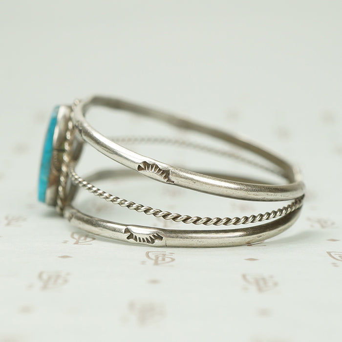 Bright Blue Vintage Turquoise Cuff Bracelet
