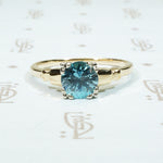 1 carat natural blue zircon 2 tone 14k 1940's engagement ring