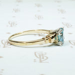 Natural Blue Zircon Gold Solitaire c1940