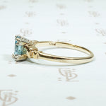 Natural Blue Zircon Gold Solitaire c1940