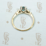 Natural Blue Zircon Gold Solitaire c1940