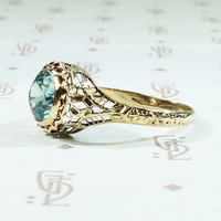 Dazzling Natural Blue Zircon in Gold Filigree Ring