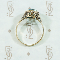 Dazzling Natural Blue Zircon in Gold Filigree Ring