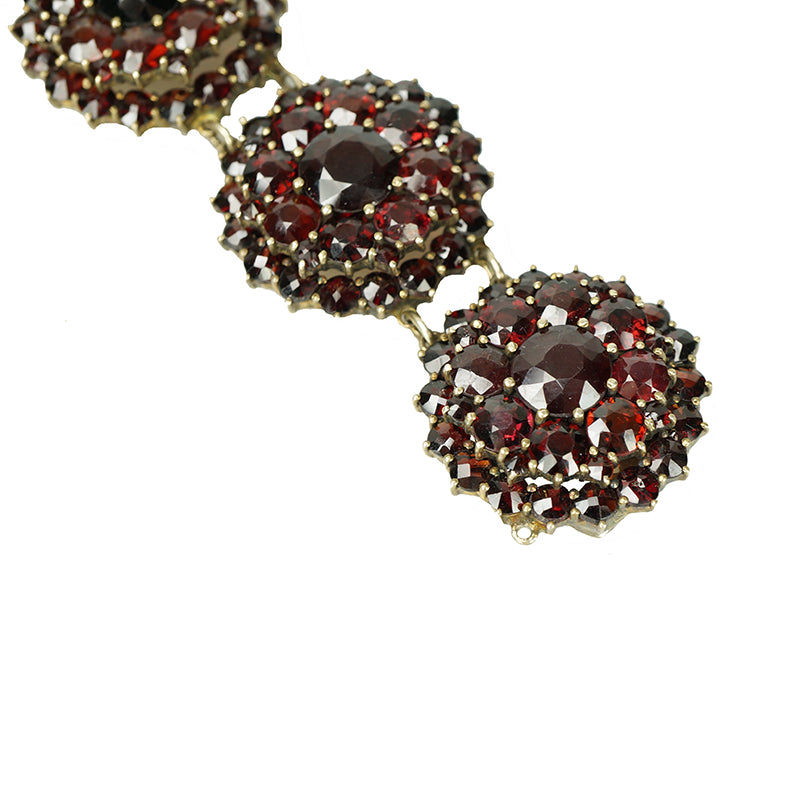 Vintage Czech Silver Gilt Garnet Bracelet - Gem Set Love