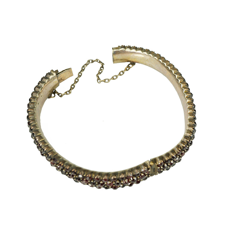 The Perfect Everyday Rose Cut Garnet Bangle - Gem Set Love