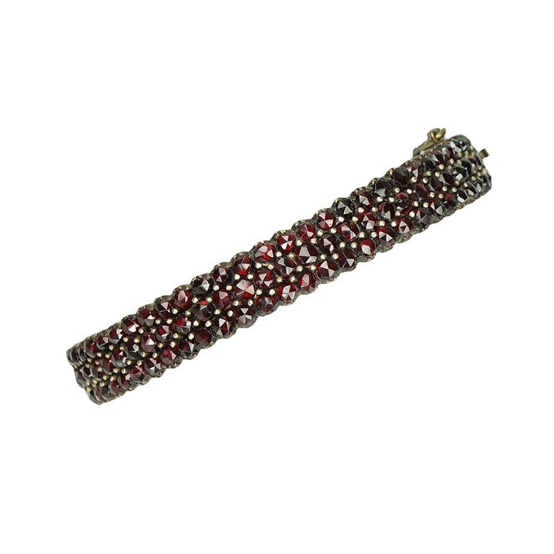The Perfect Everyday Rose Cut Garnet Bangle - Gem Set Love