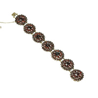 Vintage Czech Silver Gilt Garnet Bracelet - Gem Set Love
