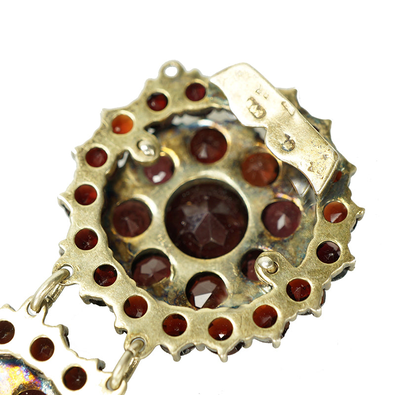 Vintage Czech Silver Gilt Garnet Bracelet - Gem Set Love