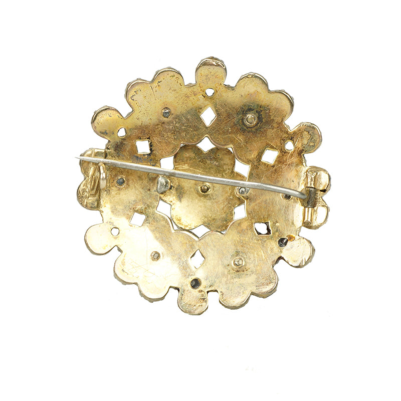 19th c Rose Cut Garnet Flowers Brooch - Gem Set Love