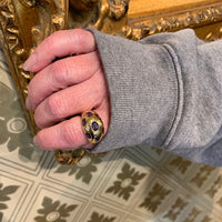 Iolite and Diamond Studded Bombé Ring