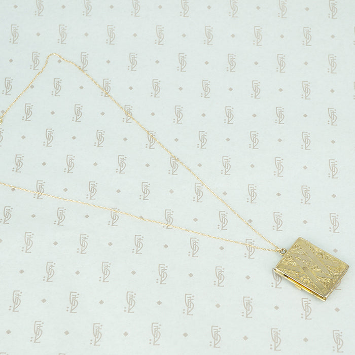 antique gold book locket back