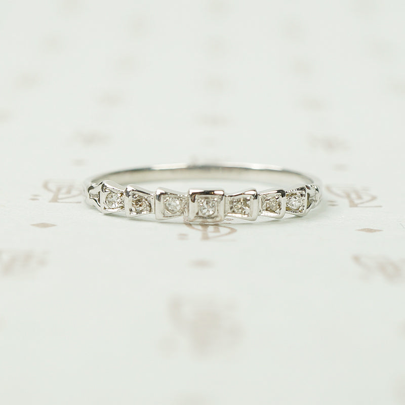 Vintage White Gold Diamond Wedding Band